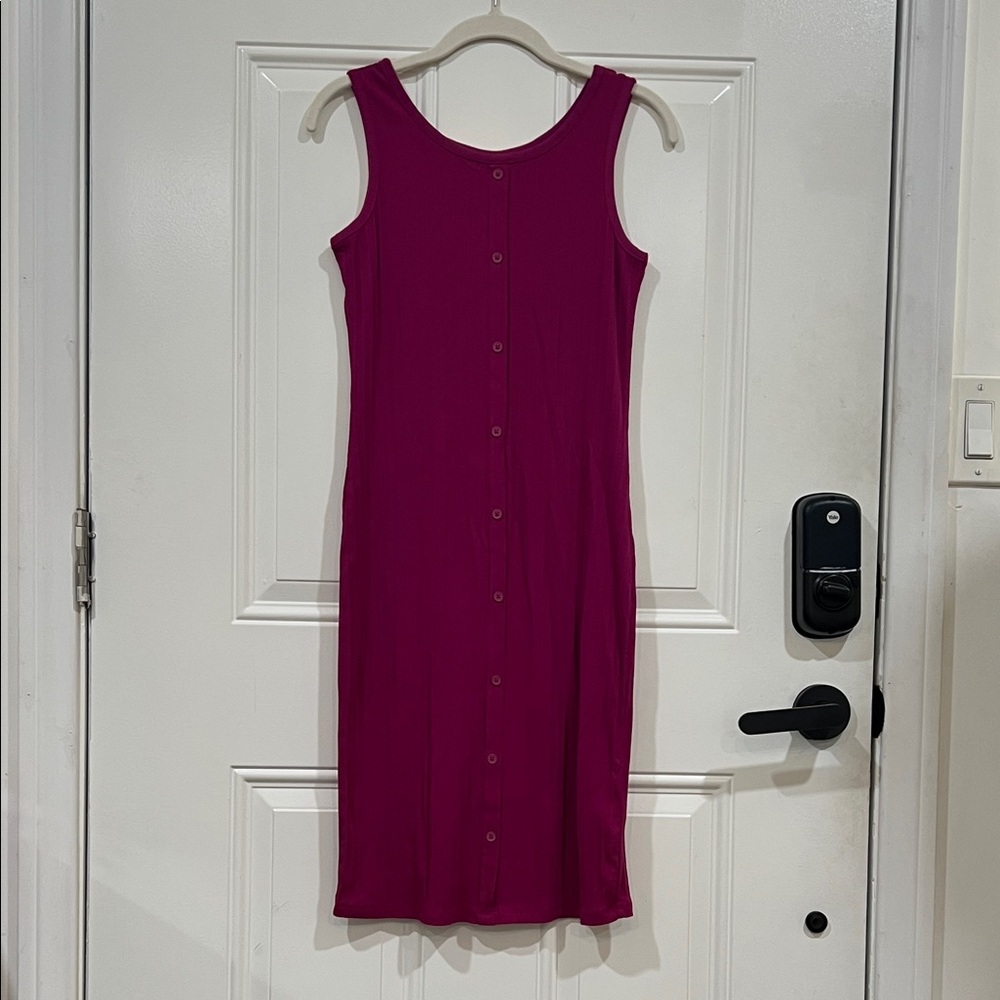 art class Sleeveless faux Button-front Dress in Magenta